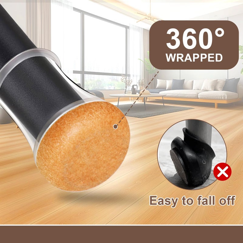 OCONDA 20 Pcs Chair Leg Floor Protectors for Hardwood Floors, Black Rubber Furniture Sliders with Felt, Silicone Furniture Leg Caps Covers, Fit Round Diameter (0.8"" to 1.2"") - Image 3